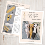 3-in-1 Teddybear, Koala & Panda doll with clothes PDF sewing pattern tutorial