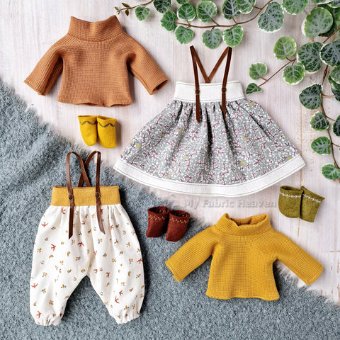 Doll clothes Autumn set, PDF sewing pattern bundle