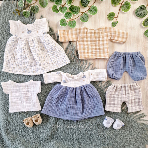 Doll clothes Summer set, PDF sewing pattern bundle
