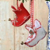 Elf boots Christmas Ornament felt sewing pattern and photo tutorial