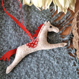 Felt Horse, Pony Christmas Ornament sewing pattern and photo tutorial