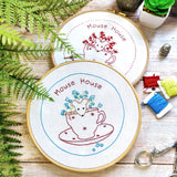 Mouse in a tea-cup EASY PDF hand embroidery pattern & tutorial