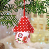 Mushroom House, Felt Christmas Ornament, Hand sewing pattern and photo tutorial