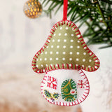Mushroom House, Felt Christmas Ornament, Hand sewing pattern and photo tutorial