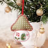 Mushroom House, Felt Christmas Ornament, Hand sewing pattern and photo tutorial