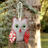 Felt owl Christmas ornament sewing pattern and photo tutorial