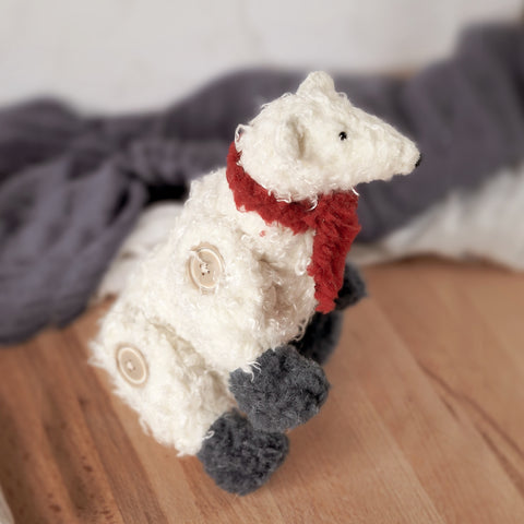 Polar bear with scarf & boots sewing pattern and photo tutorial