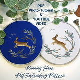 Bunny Rabbit, Hare PDF embroidery pattern and thread painting video tutorial