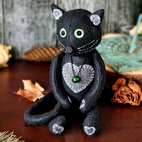 Felt cat doll sewing pattern and photo tutorial