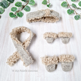 Doll Winter Accessories scarf, mittens, shoes & headband PDF sewing pattern tutorial