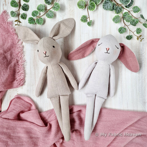 Linen Bunny doll sewing pattern and photo tutorial