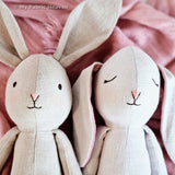 Linen Bunny doll sewing pattern and photo tutorial