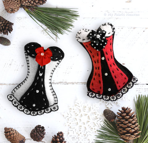 Felt Corset ornament pattern and tutorial