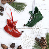 Elf boots Christmas Ornament felt sewing pattern and photo tutorial