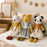 3-in-1 Teddybear, Koala & Panda doll with clothes PDF sewing pattern tutorial