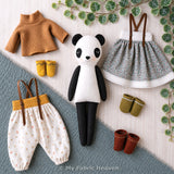 3-in-1 Teddybear, Koala & Panda doll with clothes PDF sewing pattern tutorial