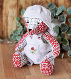 Memory bear with dungarees and hat, sewing pattern and photo tutorial