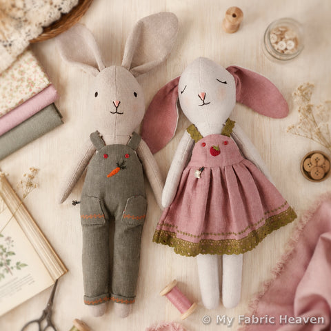 Bunny doll and clothes PDF sewing pattern tutorial