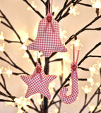 Easy Stuffed Christmas Ornaments sewing pattern tutorial Heart, Stocking, Star, Tree, Candy Cane, Bell.