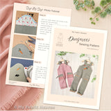Doll overall dungarees PDF sewing pattern tutorial
