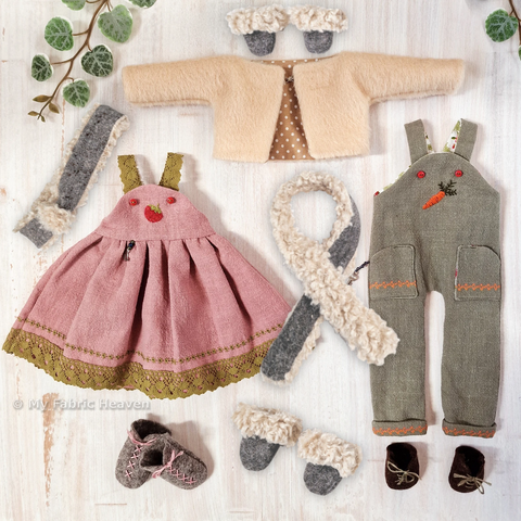Doll clothes Winter set, PDF sewing pattern bundle