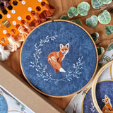 Fox hand embroidery kit and video tutorial