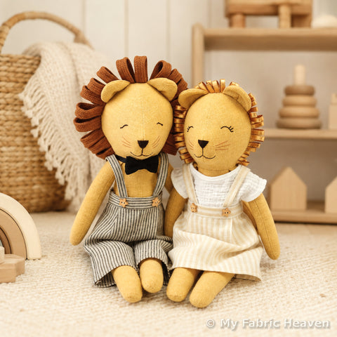Lion doll and clothes PDF sewing pattern tutorial