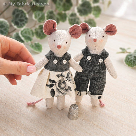Tiny Mouse Doll Sewing Pattern PDF with Removable Clothes