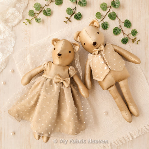 Wedding dress memory bears with clothes PDF sewing pattern tutorial