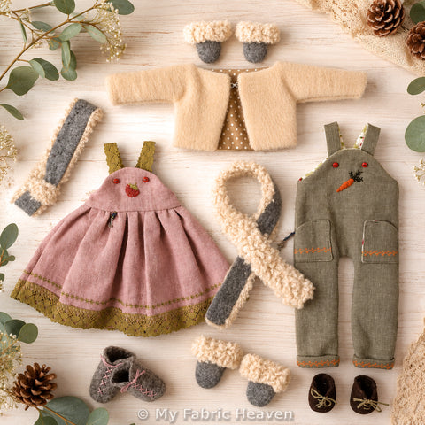 Doll clothes Winter outfits, PDF sewing pattern bundle