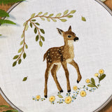 Fawn, baby deer, PDF embroidery pattern and thread painting video tutorial